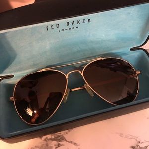 Gold Ted Baker London Aviator Sunglasses
